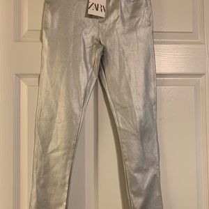 Girls Zara Silver shinny skinny pants